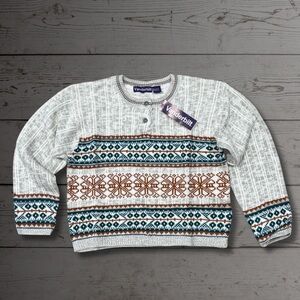 Vintage 90s Vanderbilt Fair Isle Henley Sweater Women’s Small NWT Acrylic Nordic
